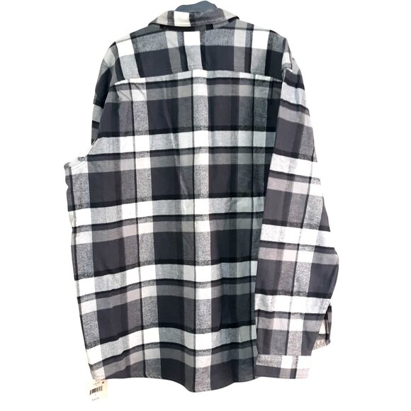 Falls Creek Men Black White Plaid Button-Up Shirt Size XL Flannel 100% Cotton - Picture 3 of 5